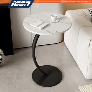 Bàn trà tròn đa năng ICON chân sắt - Gỗ MDF chống ẩm - Decor phòng khách, ban công, đầu giường
