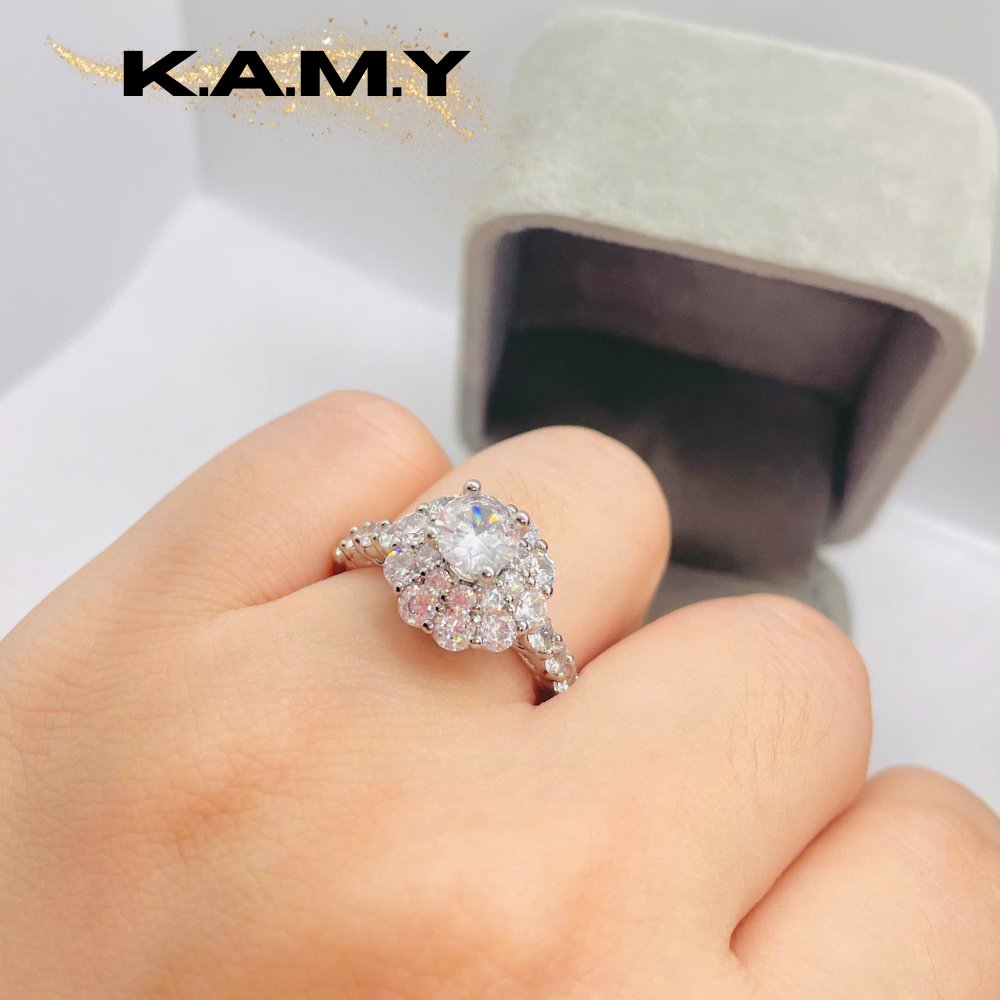 Nhẫn Nữ Kiểu Hoa Nở, Sang Trọng Đính Đá CZ Cao Cấp Xi Bạch Kim Bền Màu K.A.M.Y