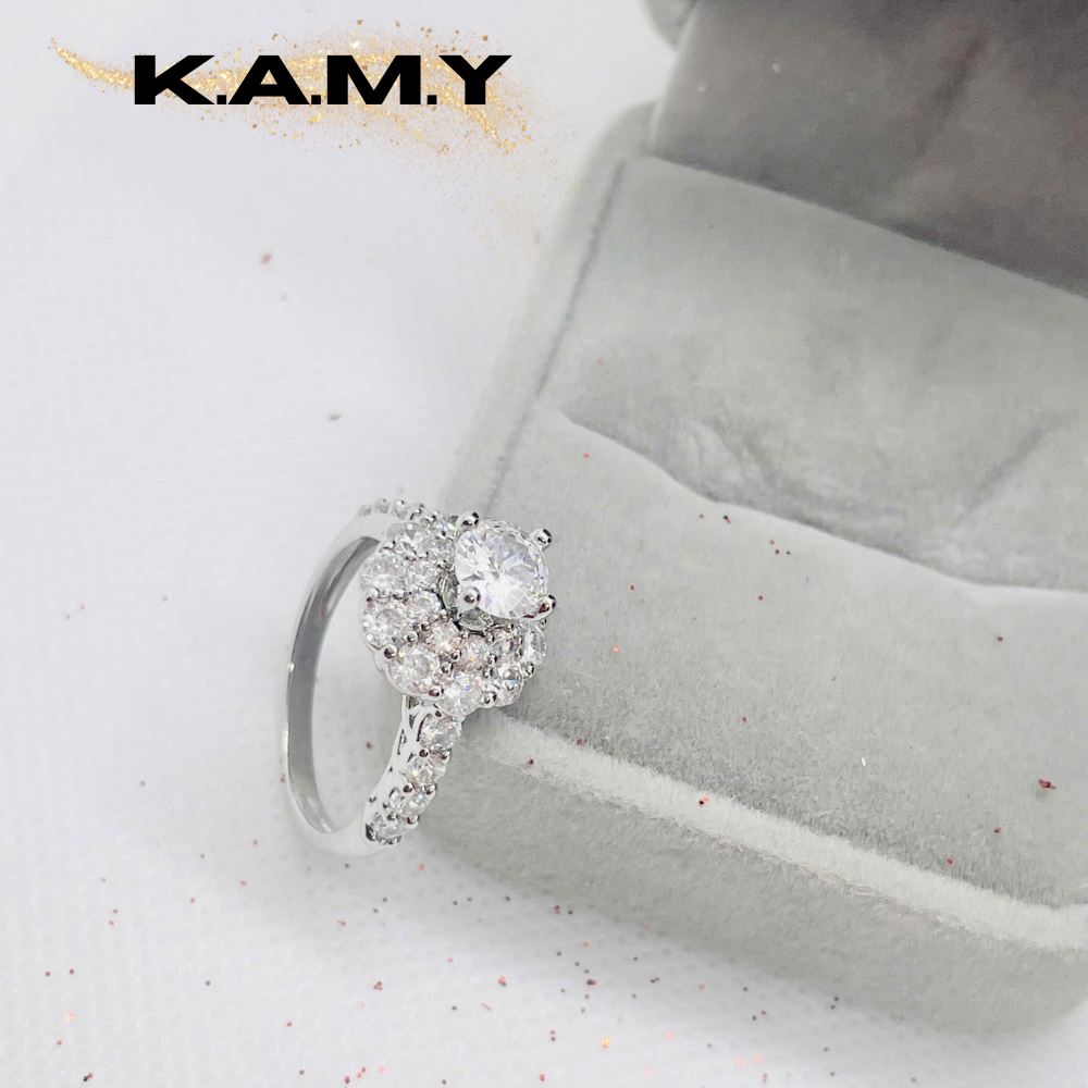 Nhẫn Nữ Kiểu Hoa Nở, Sang Trọng Đính Đá CZ Cao Cấp Xi Bạch Kim Bền Màu K.A.M.Y