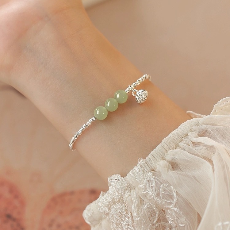 [ HỢP KIM BẠC] Lắc tay Lucky Stone Silver Bracelet - LẮC TAY NỮ NGỌC BÍCH MAY MẮN - IMOON049