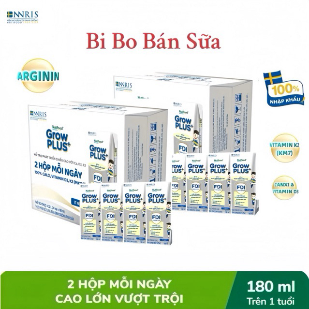 COMBO 2 Thùng 48 Hộp Sữa Bột Pha Sẵn Sweden GrowPLUS+ Bạc - 180ml [Cao Lớn Vượt Trội]