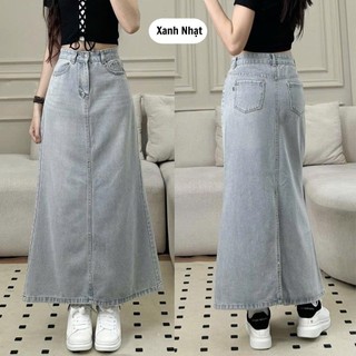 Chân váy jeans dáng dài đuôi cá xẻ sau 247store