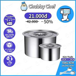 Hộp đựng gia vị inox Cao cấp nồi inox Kèm Nắp Chubby Chef (12CM-24CM) Thay thế nồi và thau trộn dùng trên mọi loại bếp