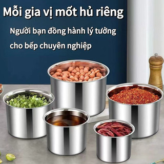 Hộp đựng gia vị inox Cao cấp nồi inox Kèm Nắp Chubby Chef (12CM-24CM) Thay thế nồi và thau trộn dùng trên mọi loại bếp