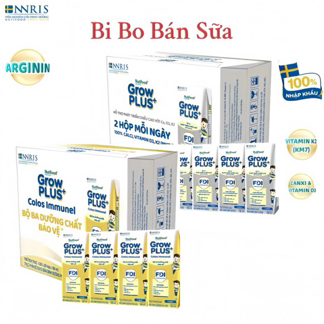 [DATE XA] Thùng 24 Hộp Sữa Bột Pha Sẵn Nutifood GrowPLUS Bạc, Vàng Immunel Hộp 110/180ml [ĐỦ MÀU]