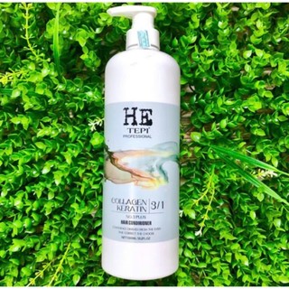 Bộ dầu gội xả HE TEPI Collagen Keratin No3 mềm mượt phục hồi tóc 3 in 1 1000mlx2, cung cấp độ ẩm