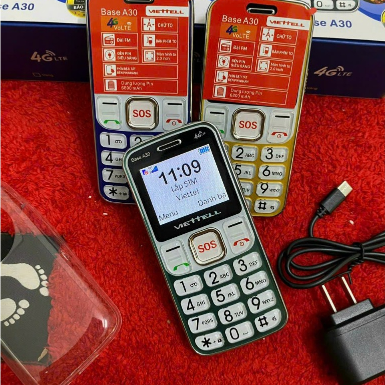 Điện Thoại Cho Người Già Viettell Base A28, A30 sóng 4G Pin Trâu Loa ...