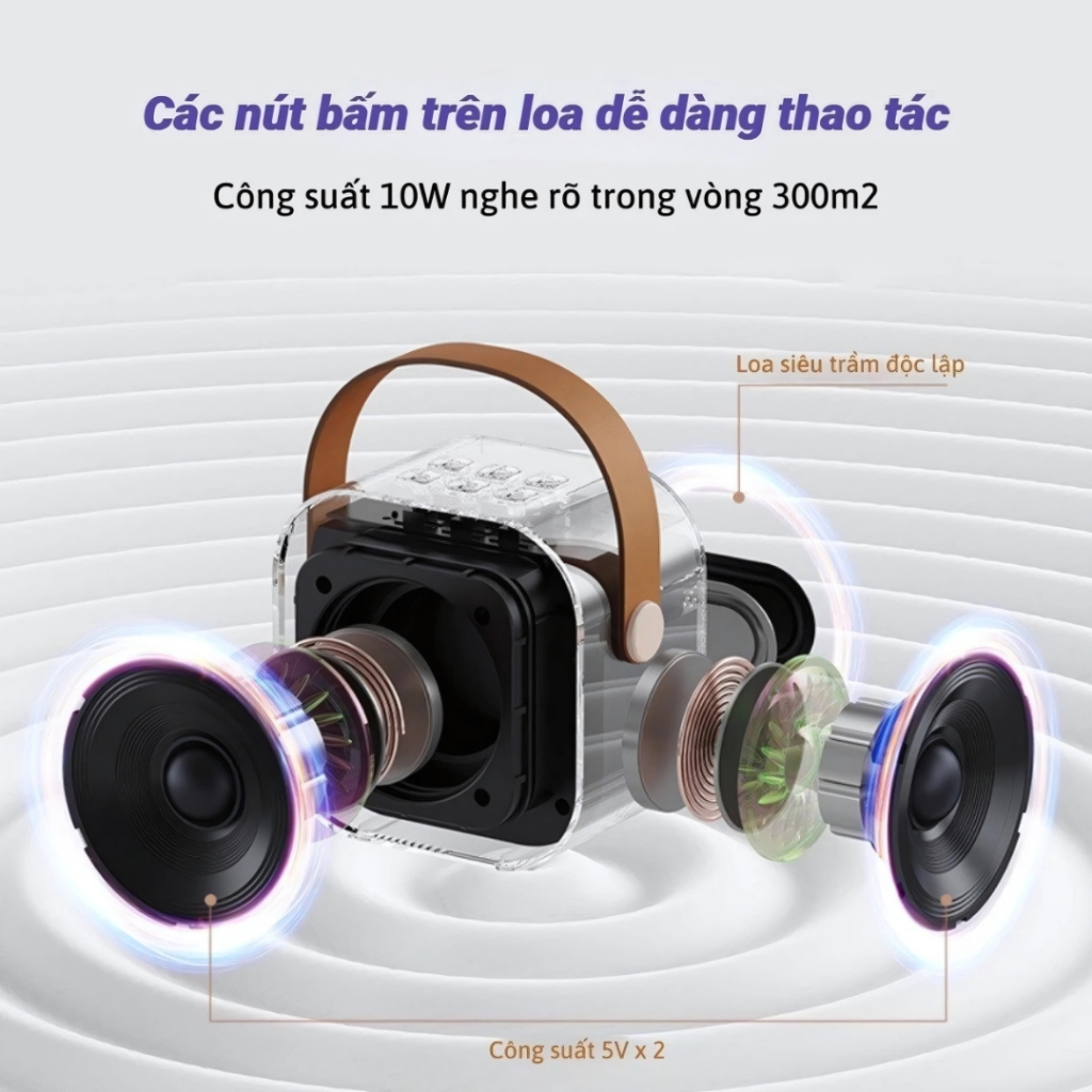 Loa Karaoke Mini K12 Có 2 Micrô Không Dây, Loa Wirrless Di Động Có Đèn Tiệc Quà Tặng Sinh Nhật 2GOOD