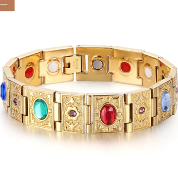 Vòng điều hòa huyết áp Nhật Bản, Vòng đeo tay 5in1 đính đá, ổn định sức khỏe cho người cao tuổi Loại Đá VIP