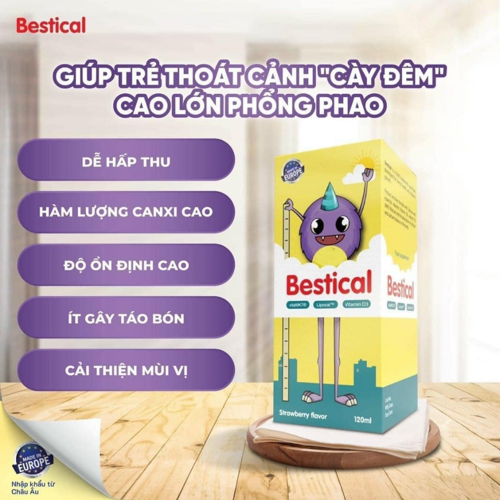 Canxi Bestical - Bổ sung Canxi, vitamin D3 K2, Hỗ trợ xương chắc khỏe cho be từ 4 tháng