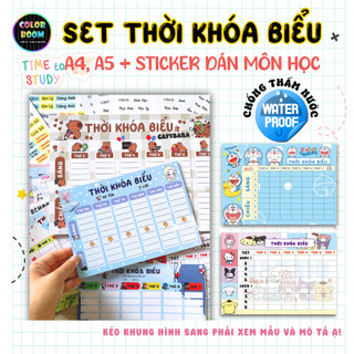 Thời Khóa Biểu A4 A5 + Sticker Môn Học Decal Dán – Giấy Couche – Bản Cứng |Chống Nước –Viết Xóa Được