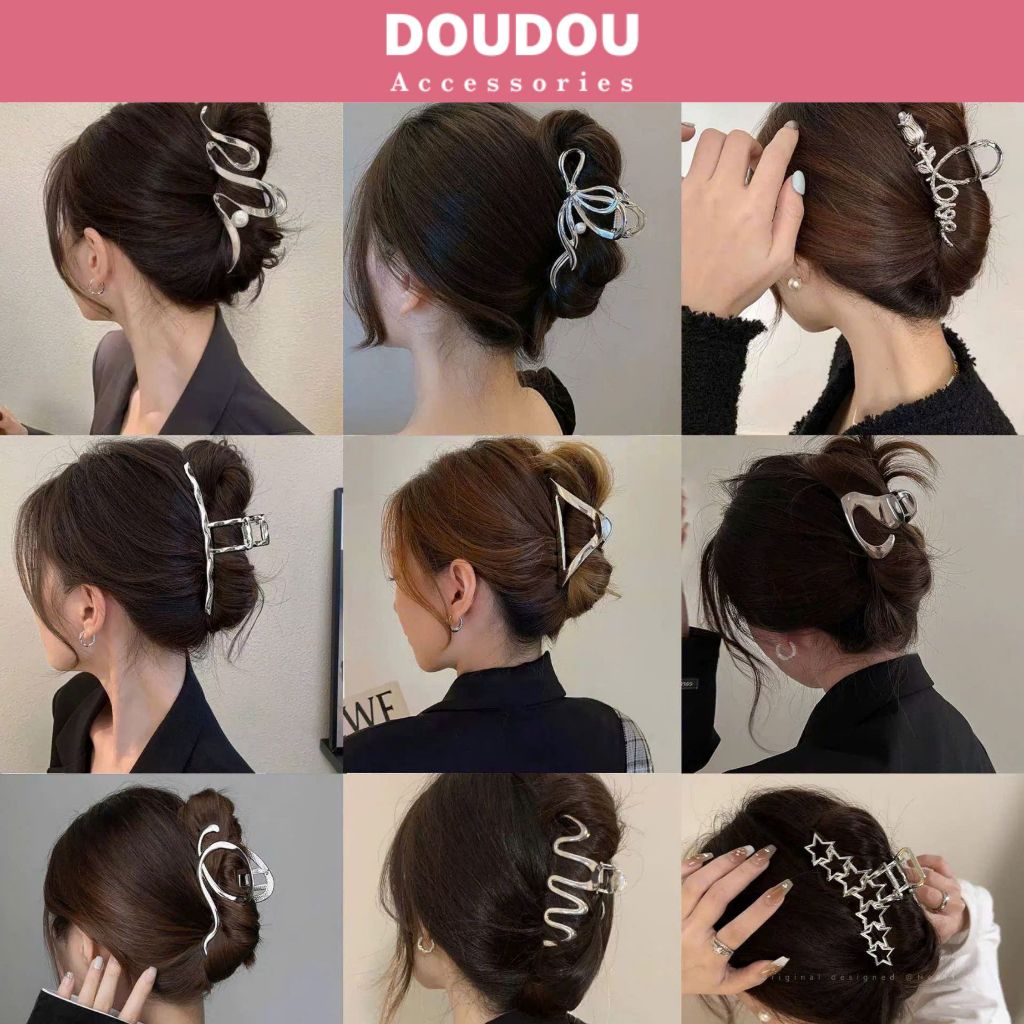 Kẹp tóc kim loại Doudou Kẹp càng cua phong cách Hàn Quốc cỡ lớn Cặp tóc kim loại thời trang ZJ065