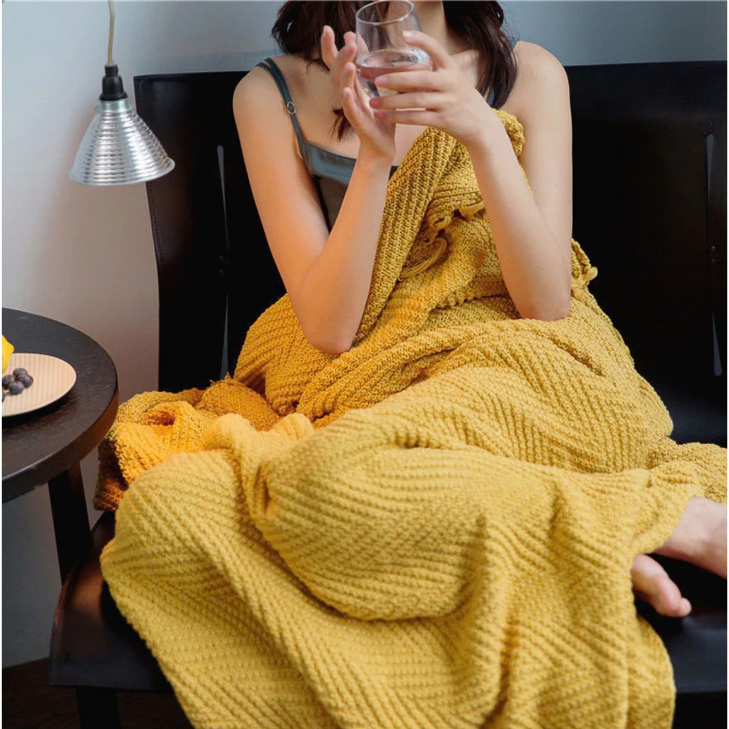 Chăn Sofa - Dệt Thủ Công Ma-rốc - Trắng Kem Kim Tuyến Golden 3m
