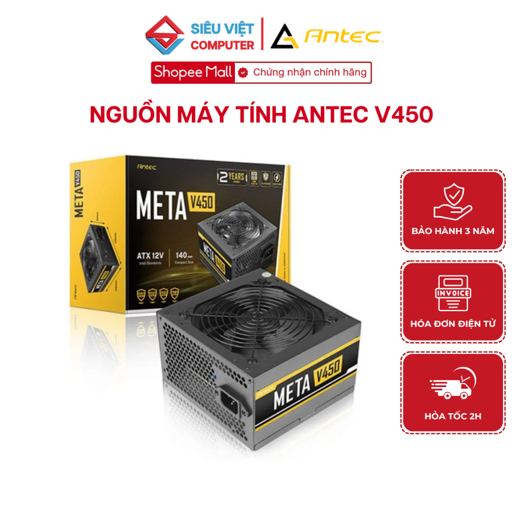 Nguồn máy tính Antec Meta V450, điện áp 230V, công suất 450W, chuẩn ...