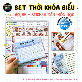 Thời Khóa Biểu A4 A5 + Sticker Môn Học Decal Dán – Giấy Couche – Bản Cứng |Chống Nước –Viết Xóa Được