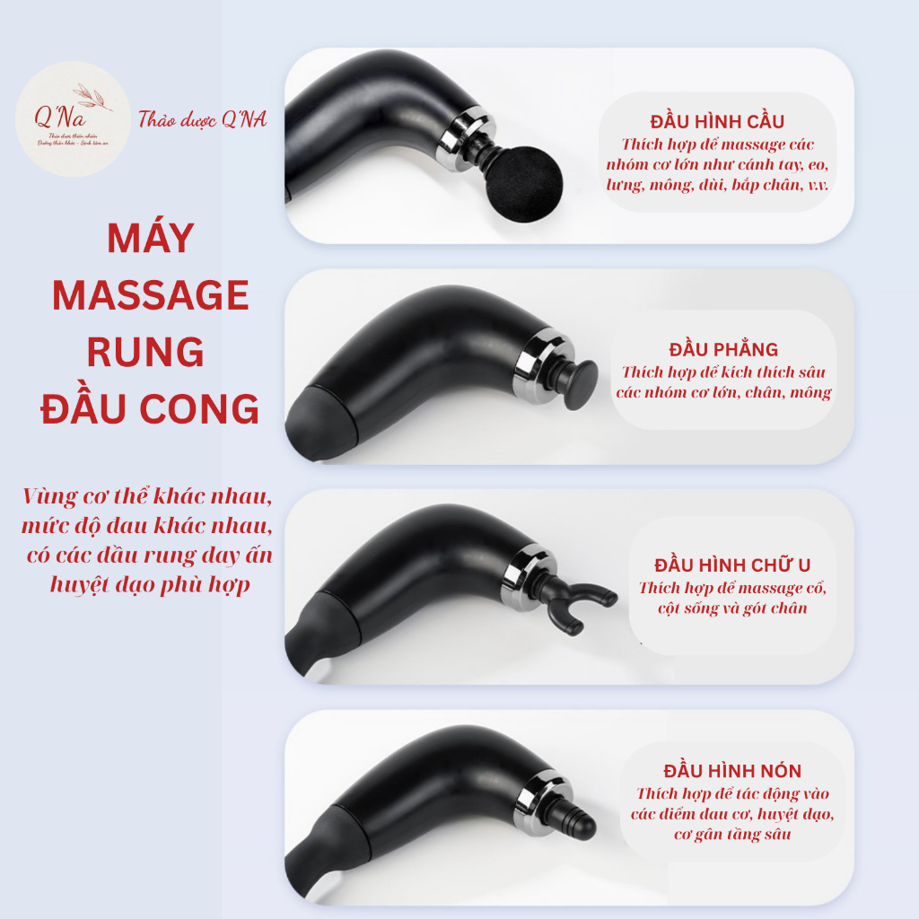 Máy massage rung đầu cong thích hợp massage vùng cổ vai lưng, nhẹ và tiện dụng
