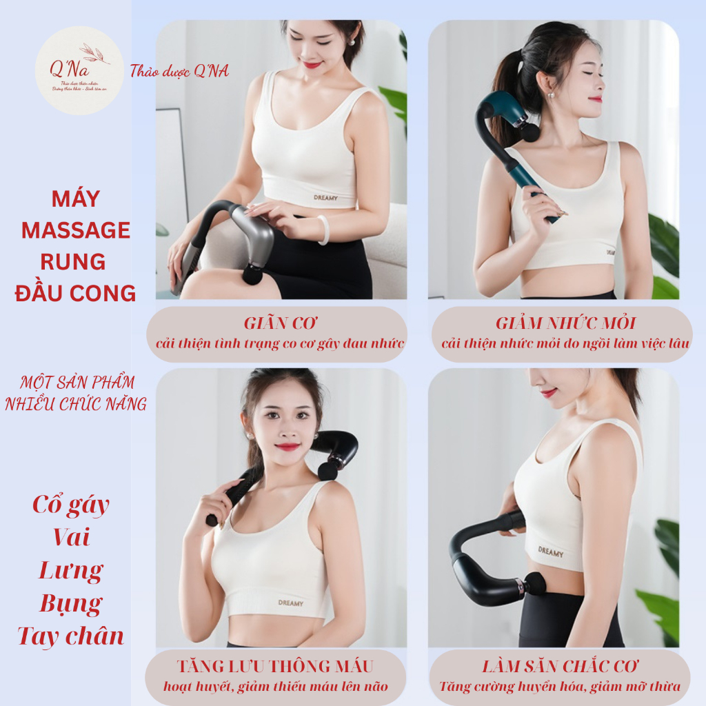 Máy massage rung đầu cong thích hợp massage vùng cổ vai lưng, nhẹ và tiện dụng