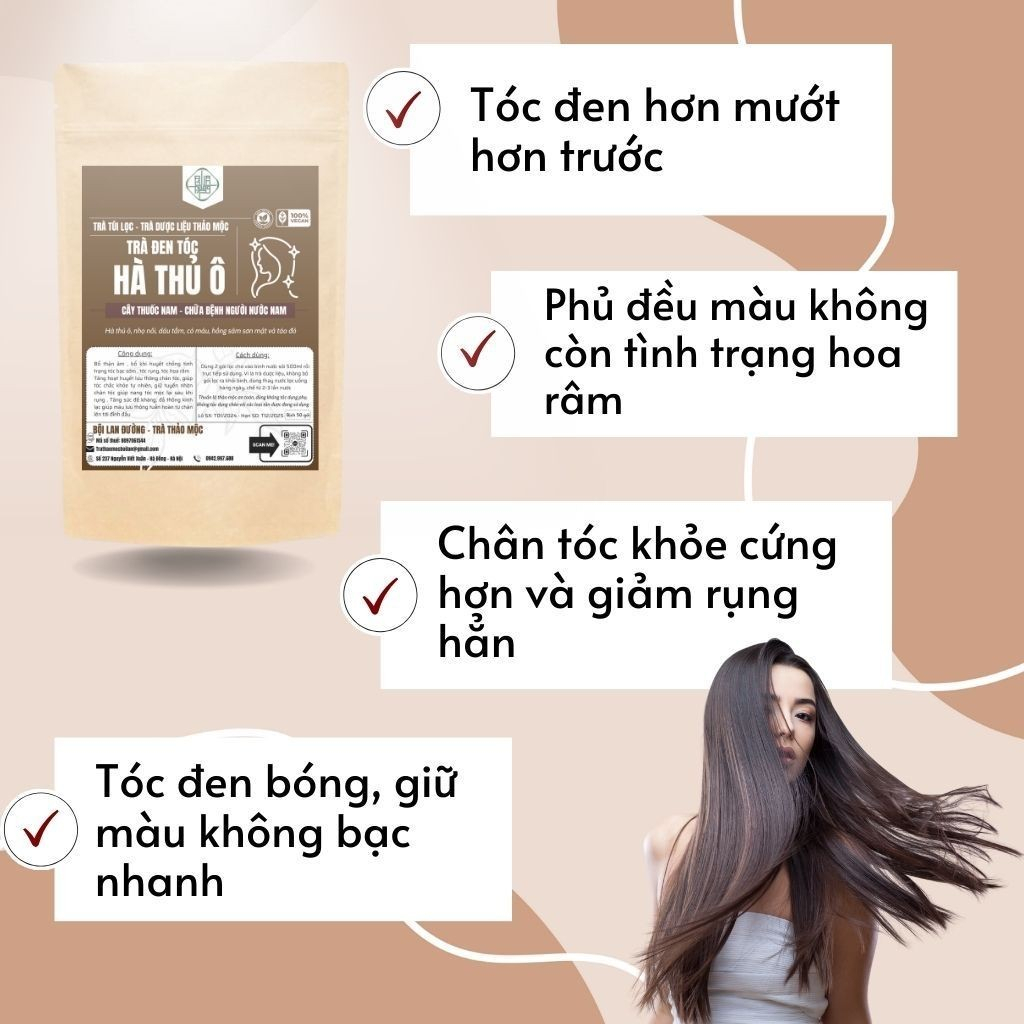[Hà Thủ Ô] Trà Mọc Tóc, Đen Tóc - Bội Lan Đường - Túi 50 lọc