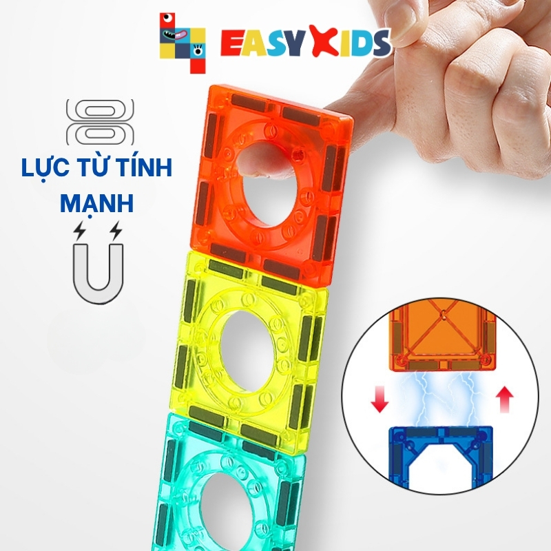 Xếp Hình Nam Châm Ánh Sáng Colorful Magnetic Cho Bé 3-6 Tuổi, Kích Thước Lớn, Lực Hút Mạnh