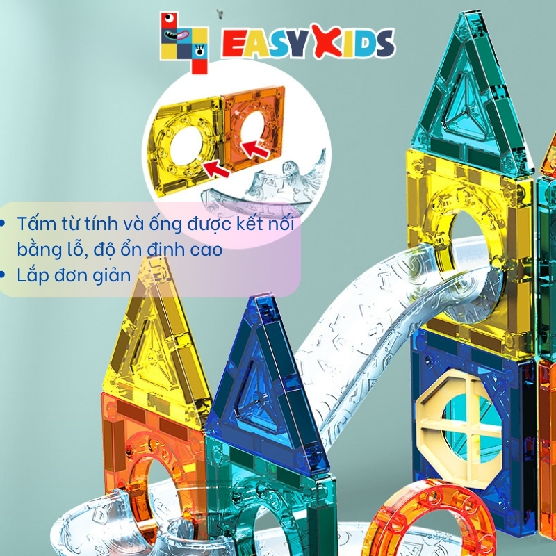 Xếp Hình Nam Châm Ánh Sáng Colorful Magnetic Cho Bé 3-6 Tuổi, Kích Thước Lớn, Lực Hút Mạnh