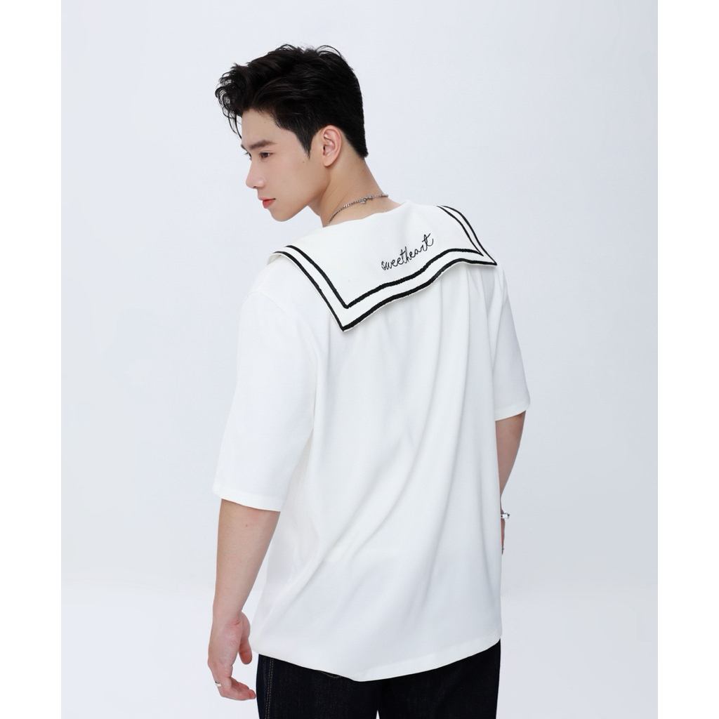 Áo sơ mi nam cổ thủy thủ Hàn Quốc Sweet Heart ulzzang form rộng – Không kèm áo lót bên trong
