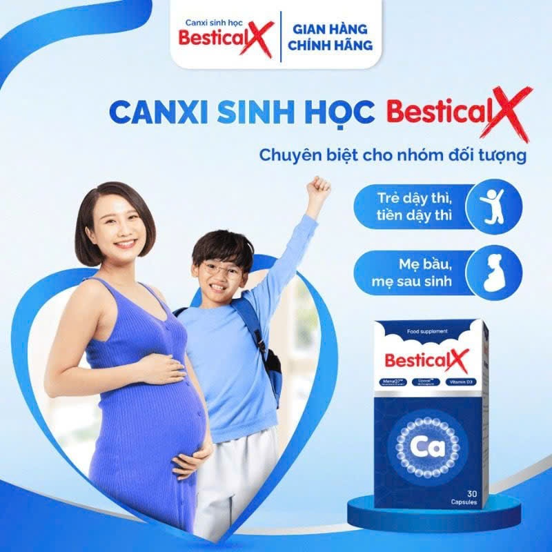 Canxi Bestical X hỗ trợ phát triển chiều cao cho bé từ 8 tuổi, xương chắc khỏe hộp 30 viên