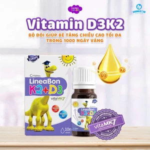 Vitamin LineaBon K2+D3 Hỗ trợ hấp thu Canxi, Lọ 10ml, Dạng nhỏ giọt