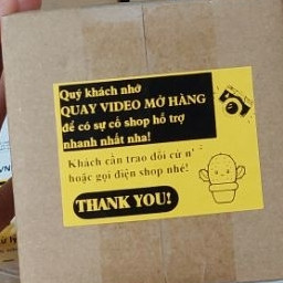 Sét 50 tem dán quay video khui hàng màu vàng cute, có sẵn keo dán kích thước 7x5cm