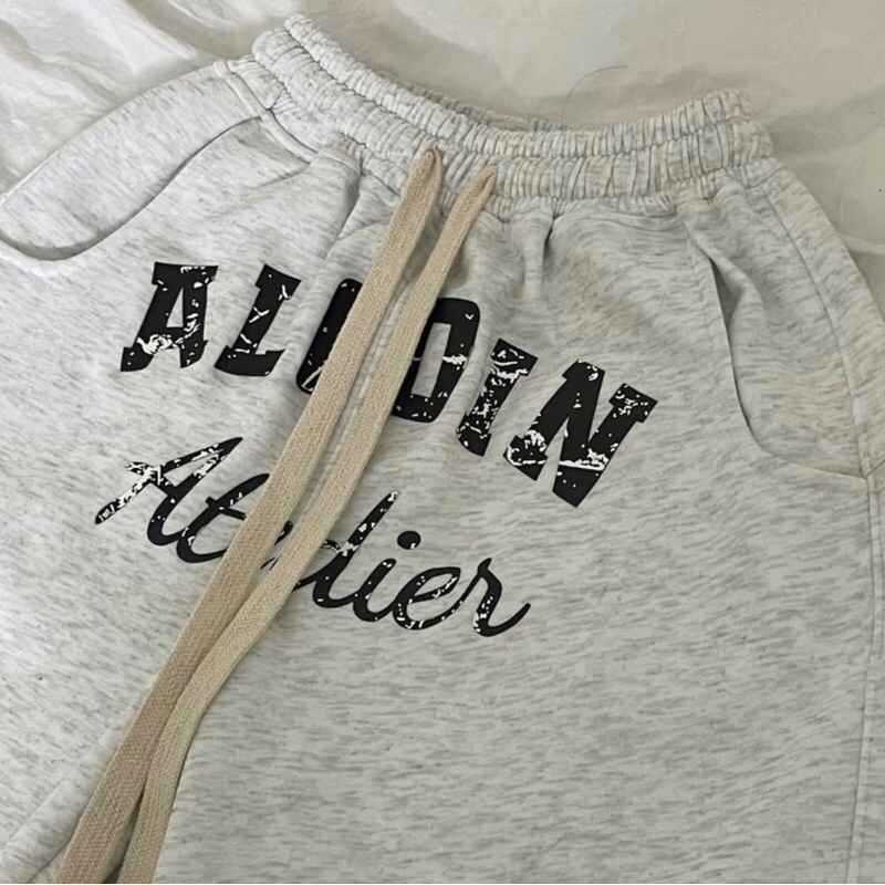 Quần suông nỉ hai da In Lụa cao cấp Nam Nữ Unisex ALODIN.atedier - Nỉ Menswear ống rộng