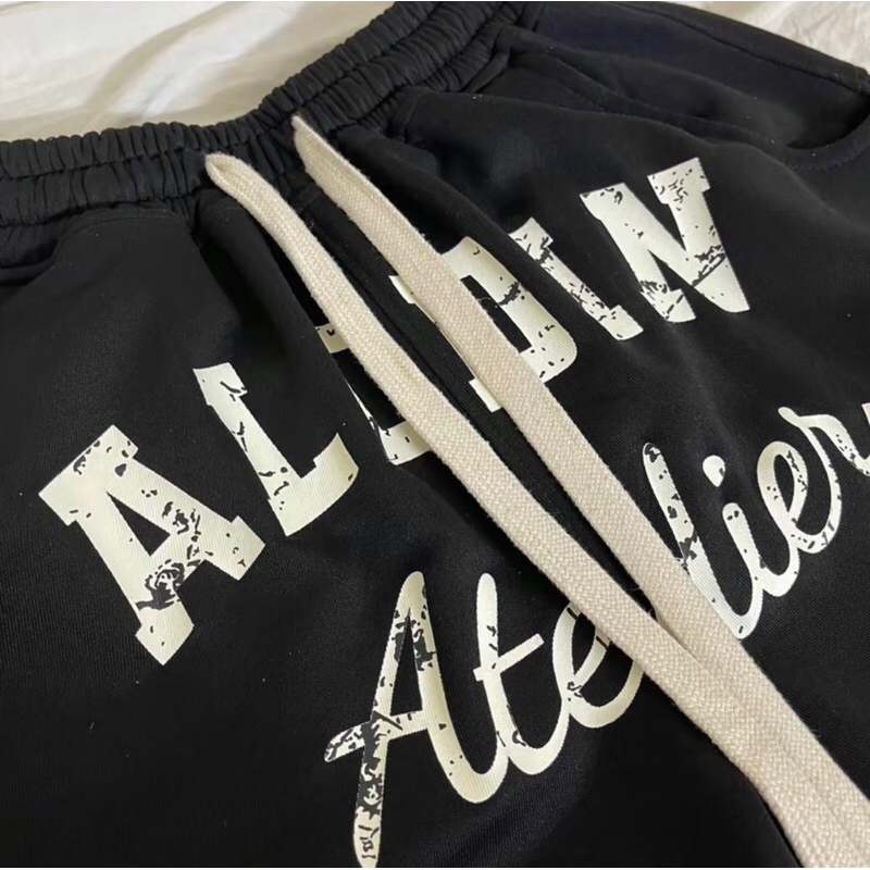 Quần suông nỉ hai da In Lụa cao cấp Nam Nữ Unisex ALODIN.atedier - Nỉ Menswear ống rộng