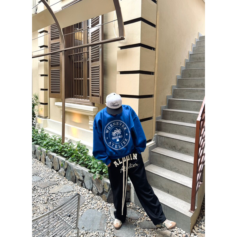 Quần suông nỉ hai da In Lụa cao cấp Nam Nữ Unisex ALODIN.atedier - Nỉ Menswear ống rộng