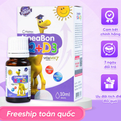 Vitamin LineaBon K2+D3 Hỗ trợ hấp thu Canxi, Lọ 10ml, Dạng nhỏ giọt