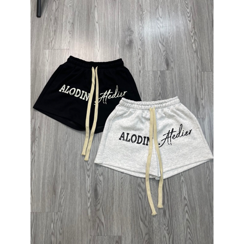[DEAL MỞ BÁN] ALODIN.atedier | Quần short nỉ 2 da In Lụa chữ sước cao cấp 2 lớp lót lưới form trên gối  Nam Nữ  Menswear