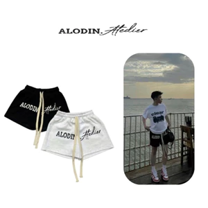 ALODIN.atedier | Quần short nỉ 2 da In Lụa chữ sước cao cấp 2 lớp lót lưới form trên gối Nam Nữ Menswear