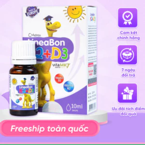 Vitamin LineaBon K2+D3 Hỗ trợ hấp thu Canxi cho trẻ giúp bé tăng chiều cao chắc xương, nhỏ giọt 10ml