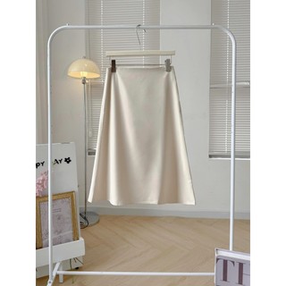 Chân váy chữ A dáng lửng qua gối bảng lưng thấp 2 lớp Váy công sở trơn thanh lịch vải cotton lạnh