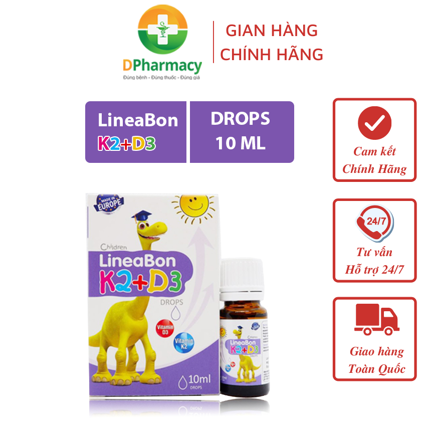 LineaBon vitamin D3 K2 10ml , Vitamin tăng chiều cao cho bé chính hãng, dạng nhỏ giọt 10ml