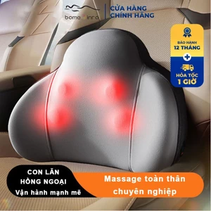 Đệm Tựa Massage Con Lăn + Hồng Ngoại, 4 Động Cơ Thư Giãn Dùng ÔTô Văn Phòng Giảm Mỏi Khi Ngồi Lâu