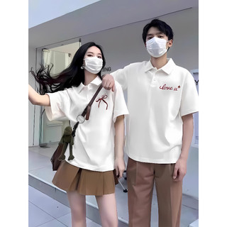 Áo đôi polo, áo cặp polo chất thun cá sấu 4 chiều chất thoáng mát ( GIÁ 1 ÁO) in hình nơ