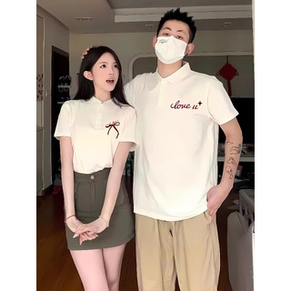 Áo đôi polo, áo cặp polo chất thun cá sấu 4 chiều chất thoáng mát ( GIÁ 1 ÁO) in hình nơ