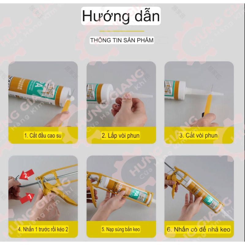 Súng Bắn Keo Silicon Màu Vàng Chính Hãng