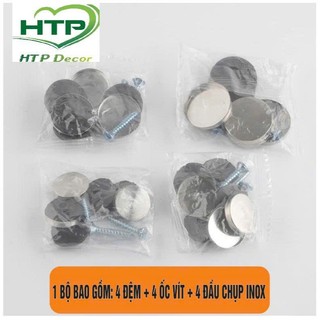 Bộ ốc nắp chụp inox gồm 4 con + vít, ốc bắt cách tường mũ 2cm