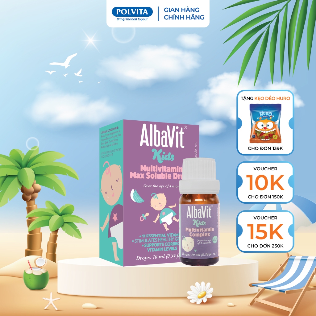 Vitamin nhỏ giọt Albavit Kids Multivitamin Max Soluble Drops tăng khả ...