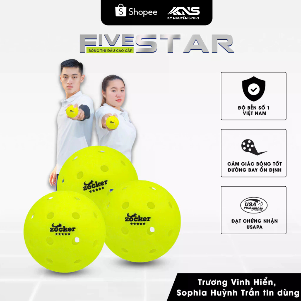 COMBO Bóng Pickleball Thi Đấu Cao Cấp Zocker Five Star Đạt Tiêu Chuẩn ...