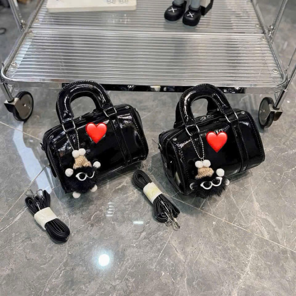 Túi trống Min tặng kèm CHARM GẤU siêu dễ thương đựng vừa đt