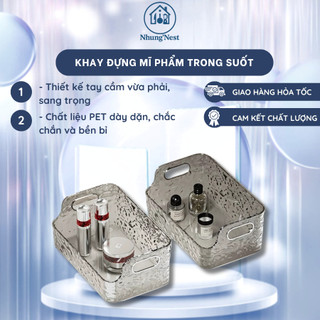 Khay nhựa trong suốt GADI, Khay đựng đồ vân kim cương sang trọng, đựng mỹ phẩm, đựng đồ đa năng