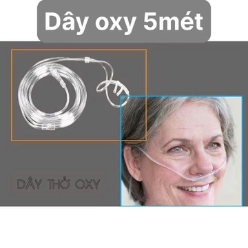 Dây oxy dài 5 mét dùng cho máy tạo và bình oxy, Dây oxy cắm mũi, dây oxy 2 nhánh, Dây oxy gọng kính