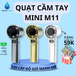 Quạt Cầm Tay Mini M11 Làm Mát Nhanh Với 120 Mức Gió, Sạc Nhanh, Màn Hình LCD Hiển Thị Tốc Độ Gió, Làm Mát Lên Đến 6H