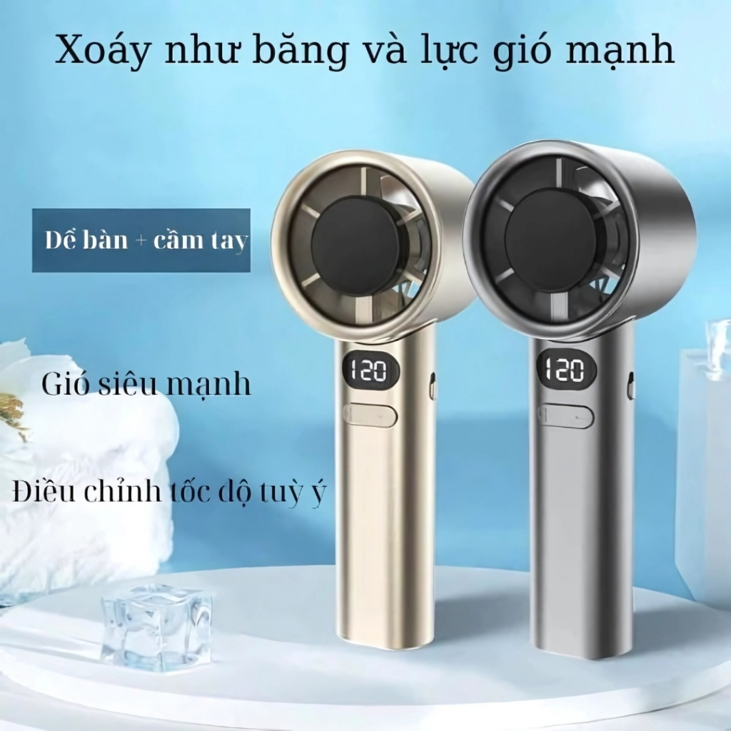 Quạt Cầm Tay Mini M11 Làm Mát Nhanh Với 120 Mức Gió, Sạc Nhanh, Màn Hình LCD Hiển Thị Tốc Độ Gió, Làm Mát Lên Đến 6H