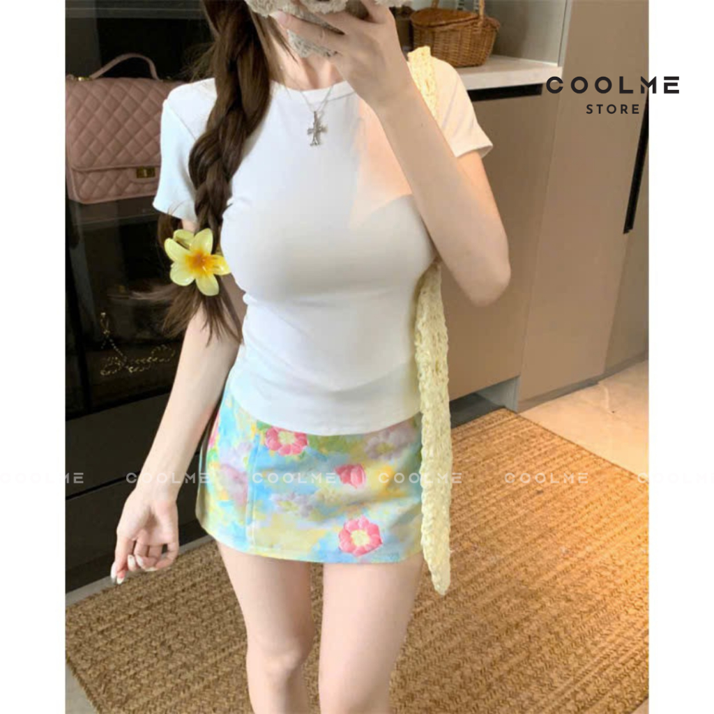 Áo thun ôm body nữ trơn fit dáng baby tee tay ngắn cổ tròn chất cotton mịn co giãn tốt Coolme -G06 | BigBuy360 - bigbuy360.vn